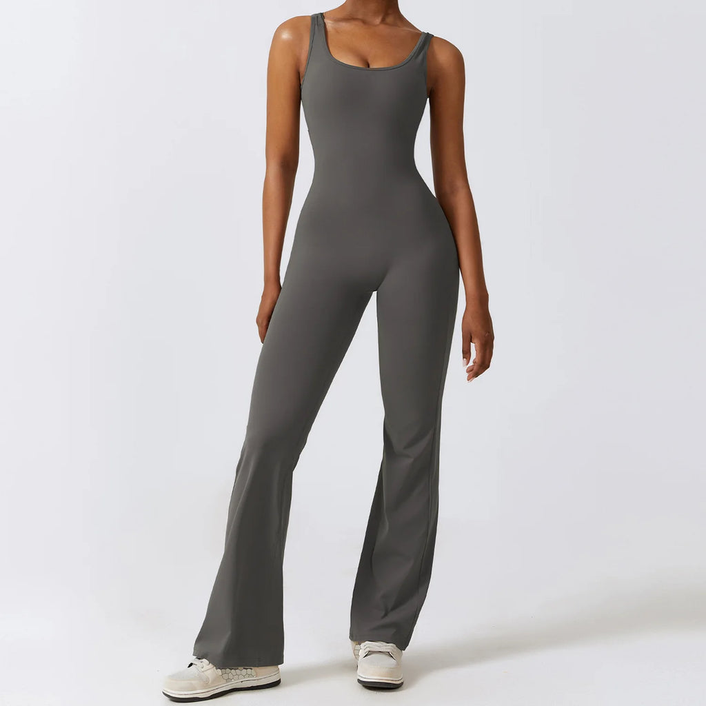 Sleeveless Flared Jumpsuit — NUVRYA, view 7 of 9