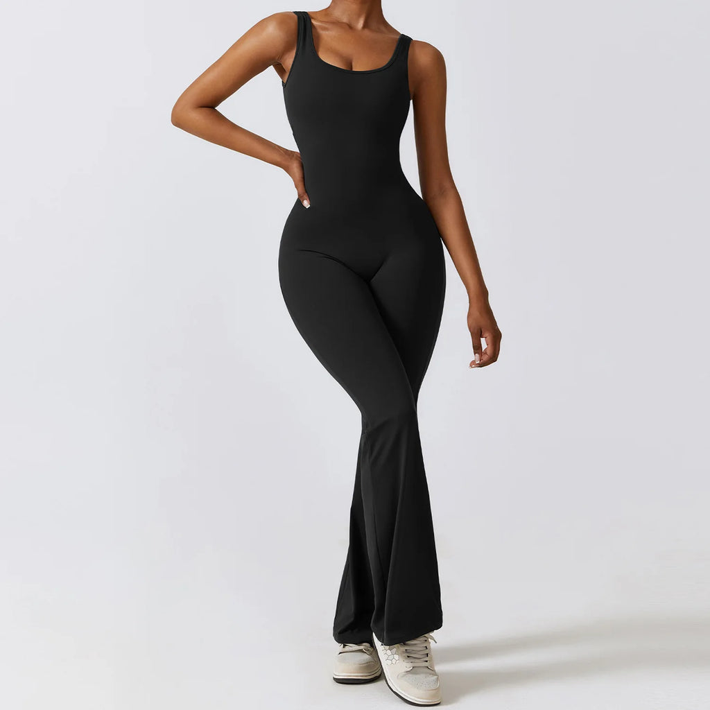 Sleeveless Flared Jumpsuit — NUVRYA, view 8 of 9