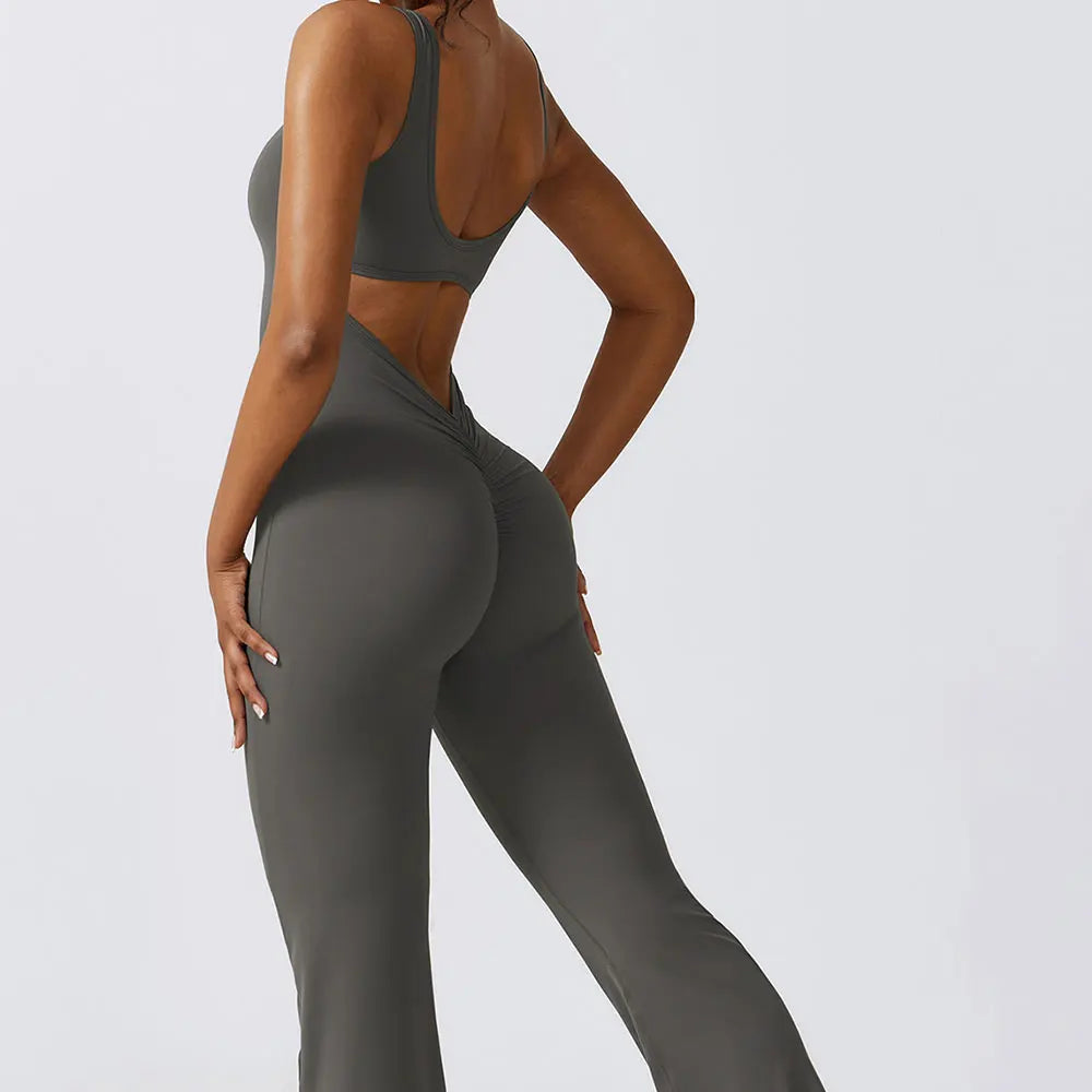 Sleeveless Flared Jumpsuit — NUVRYA, view 4 of 9