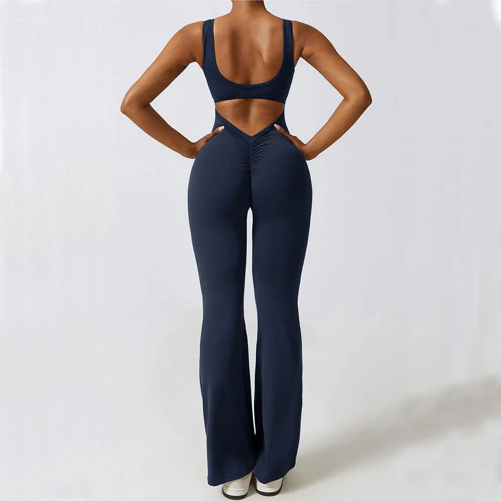 Sleeveless Flared Jumpsuit — NUVRYA, view 3 of 9