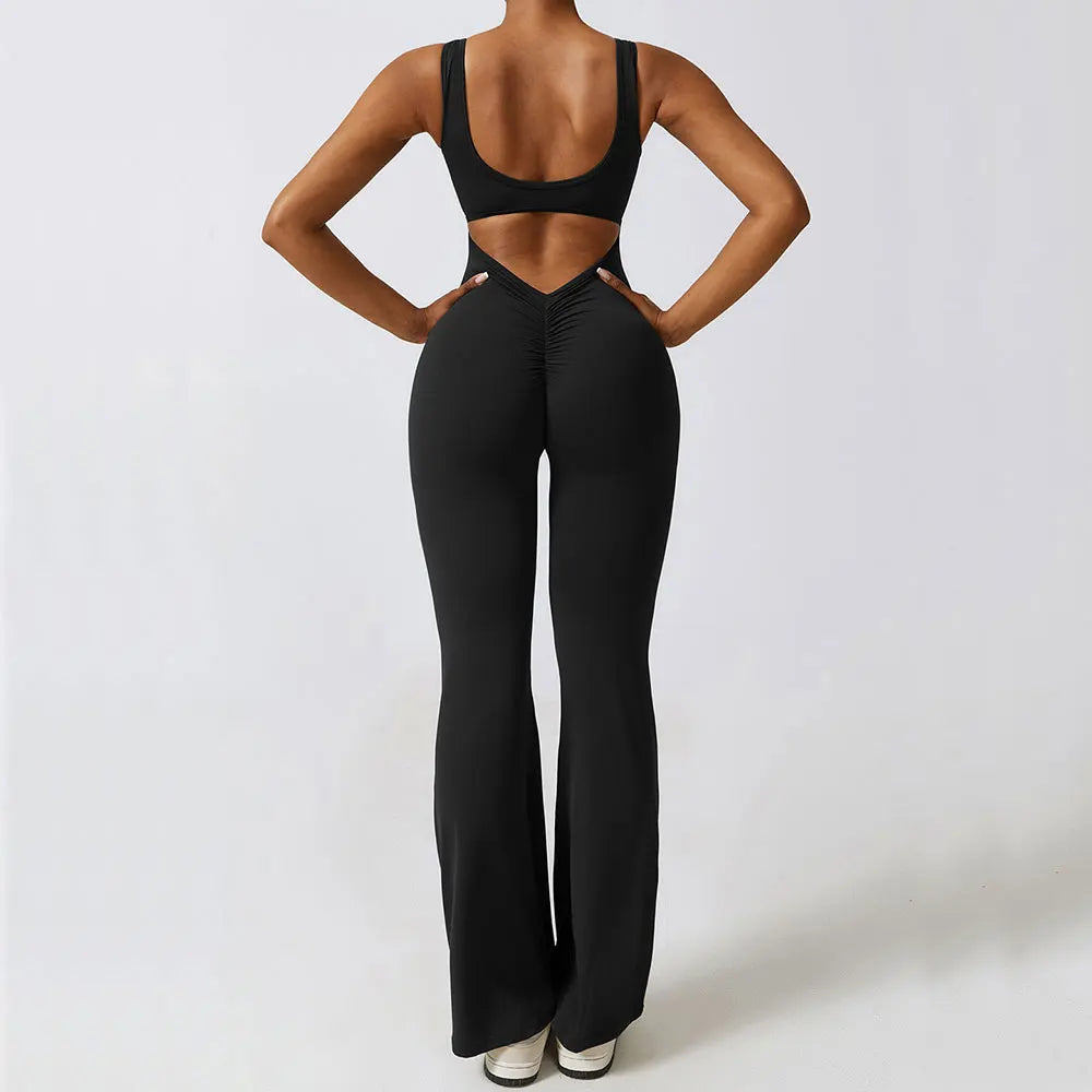 Sleeveless Flared Jumpsuit — NUVRYA, view 5 of 9