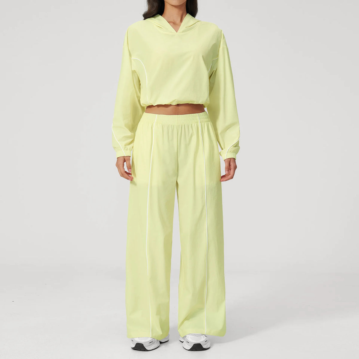 Hooded Two-Piece Set — Lemon Yellow, hooded jacket + pants