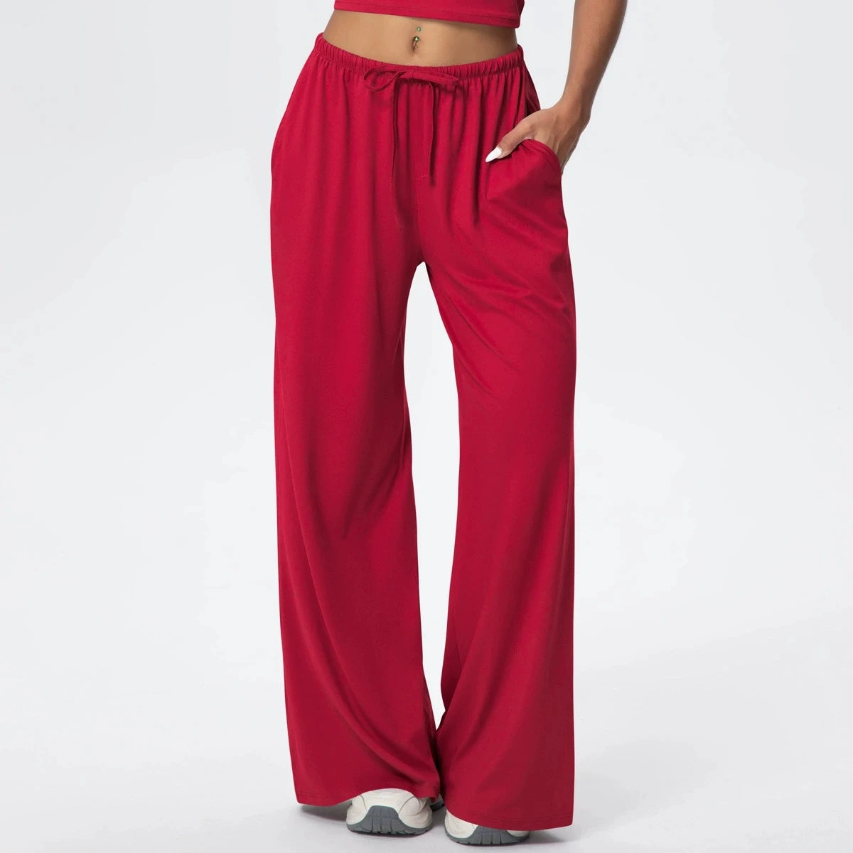 Wide-Leg Drawstring Pant — NUVRYA, view 1 of 10