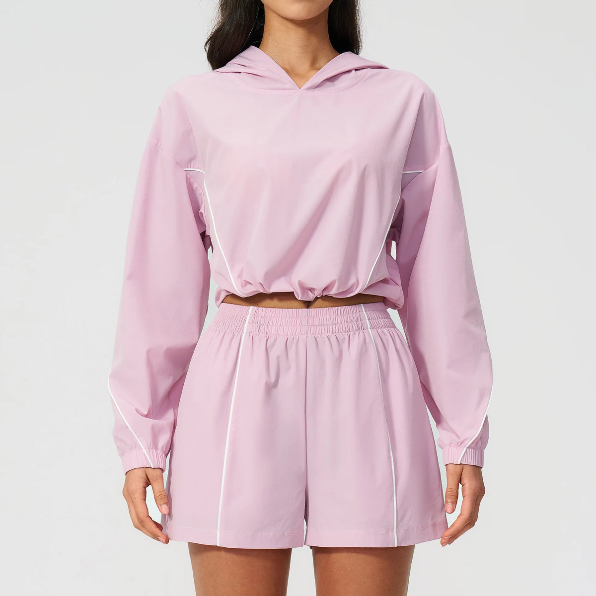 Hooded Two-Piece Set — Lilac Purple, hooded jacket + shorts