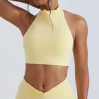 High-Neck Halter Bra — Light banana yellow